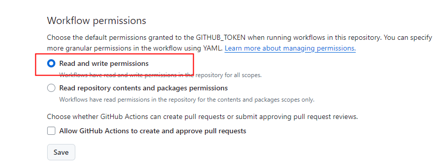 github action permissions